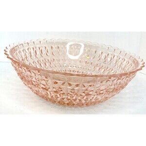 Vintage Jeannette Glass Large Holiday Pink Fruit Bowl